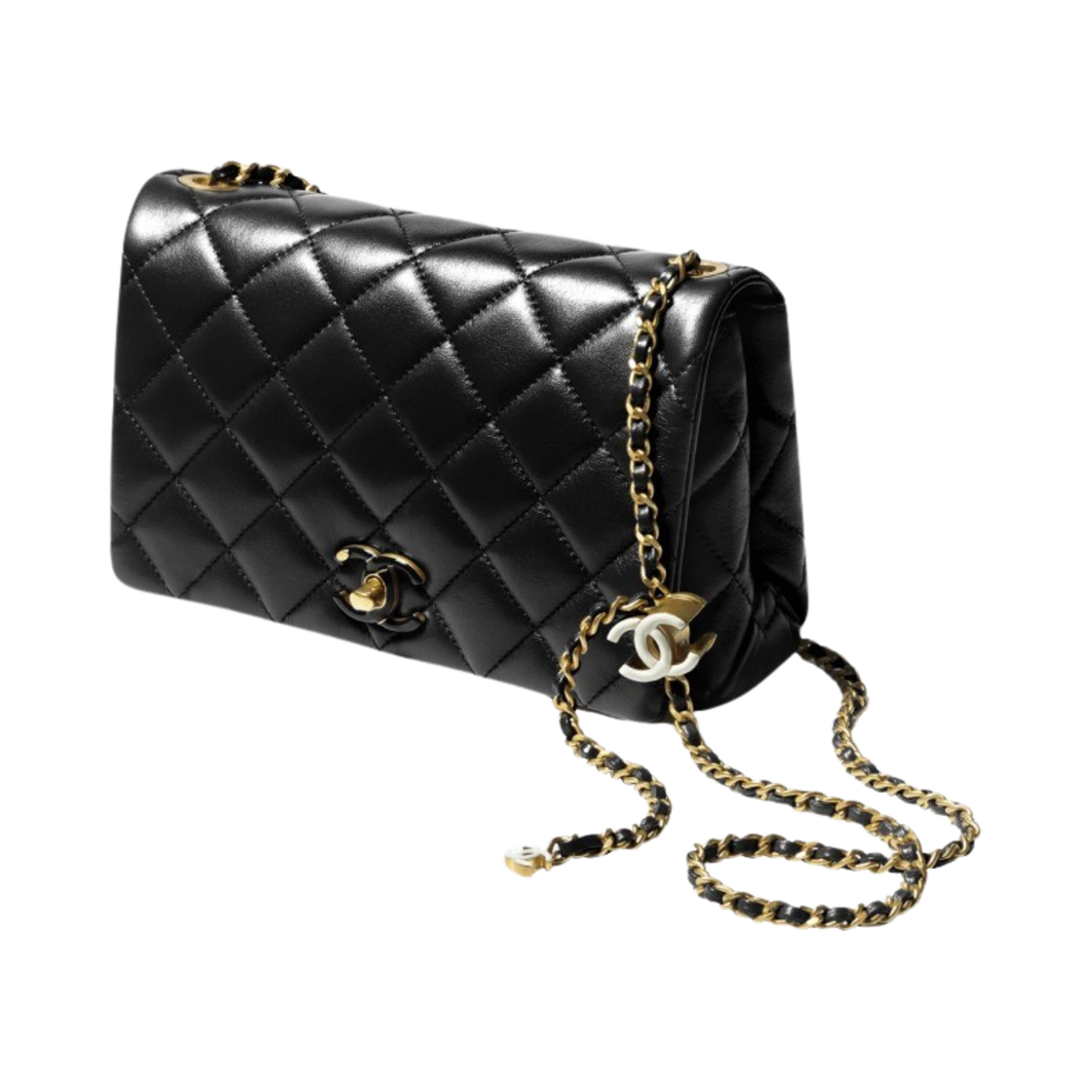 샤넬 스몰 플랩백 샤이니 램스킨 애나멜 & 골드 메탈 블랙(Chanel Small Flap Bag Shiny Lambskin Enamel & Gold Black) - 2