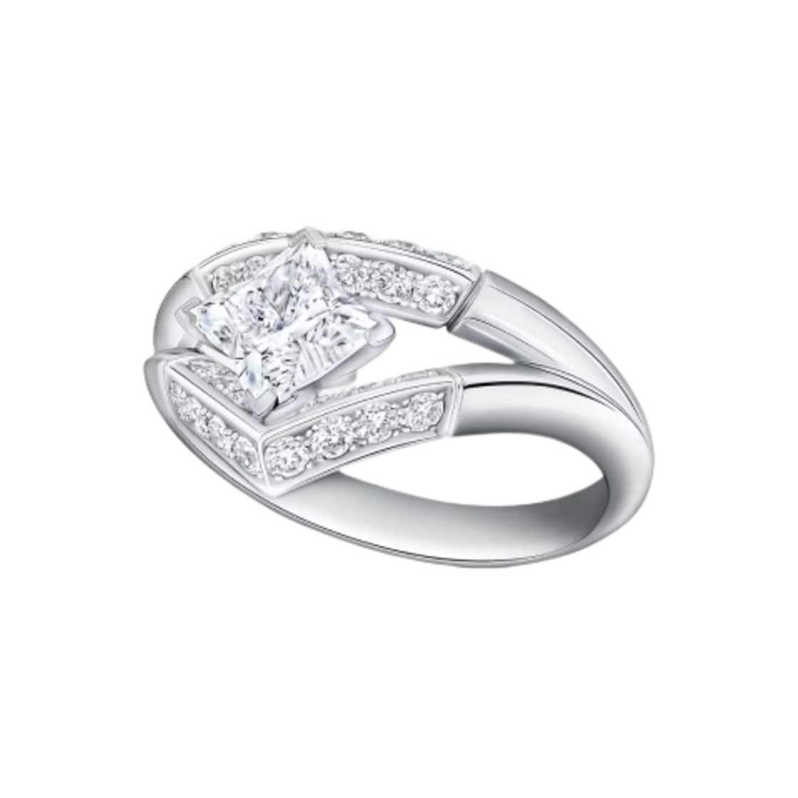 루이비통 LV 다이아몬드 파베 더블 링 LV 모노그램 스타 컷 플래티넘(Louis Vuitton LV Diamonds Pave Double Ring LV Monogram Star Cut Platinum) - 3