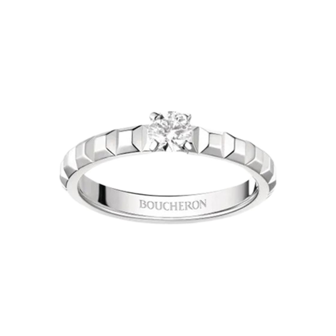 JSL00097 Boucheron Clou De Paris Solitaire Ring Platinum Diamond