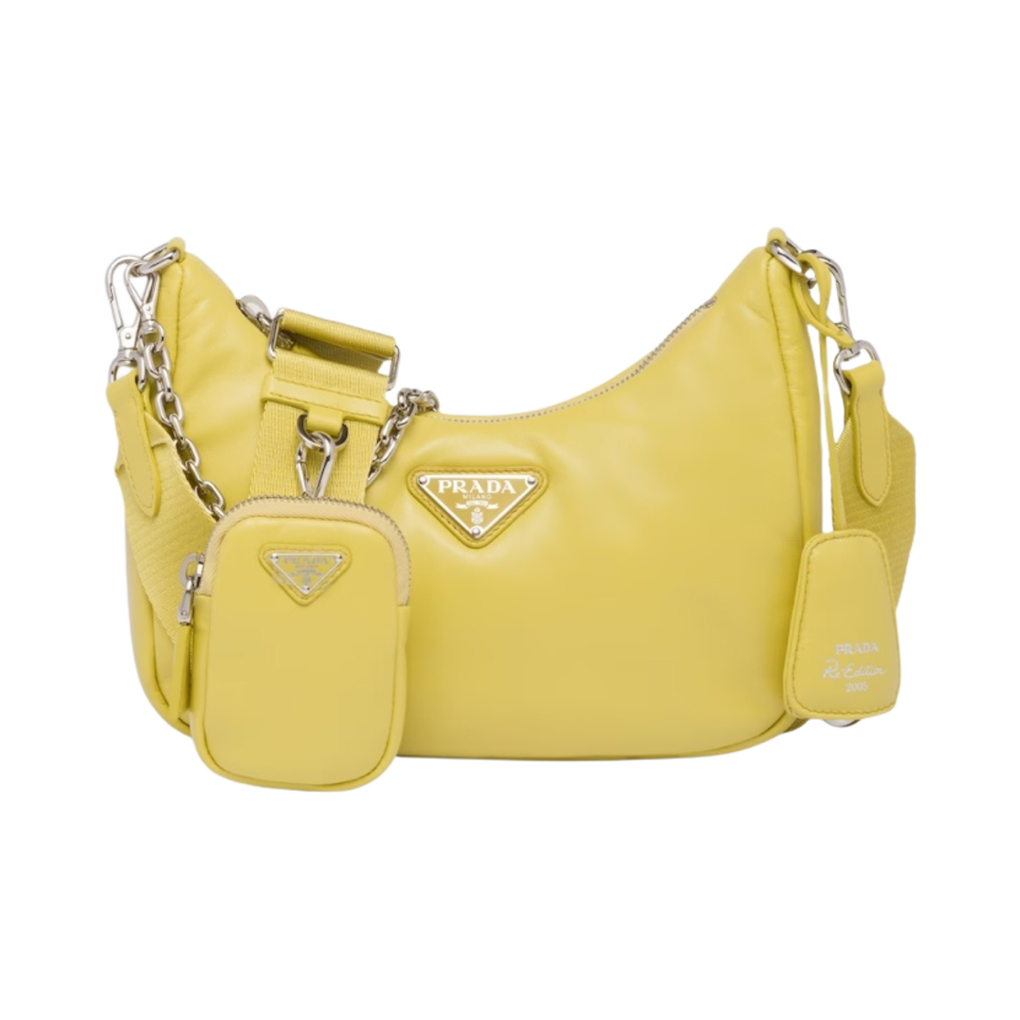 프라다 패딩 나파 레더 프라다 리에디션 2005 숄더백 시트론 옐로우(Prada Padded Nappa Leather Prada Re-Edition 2005 Shoulder Bag Citron Yellow) - 1
