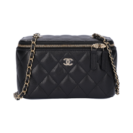 AP1341-Y33352-C3906/AP1341-B10583-C390 [A등급] Chanel Vintage Small Classic Vanity with Chain Grained Calfskin & Gold Black