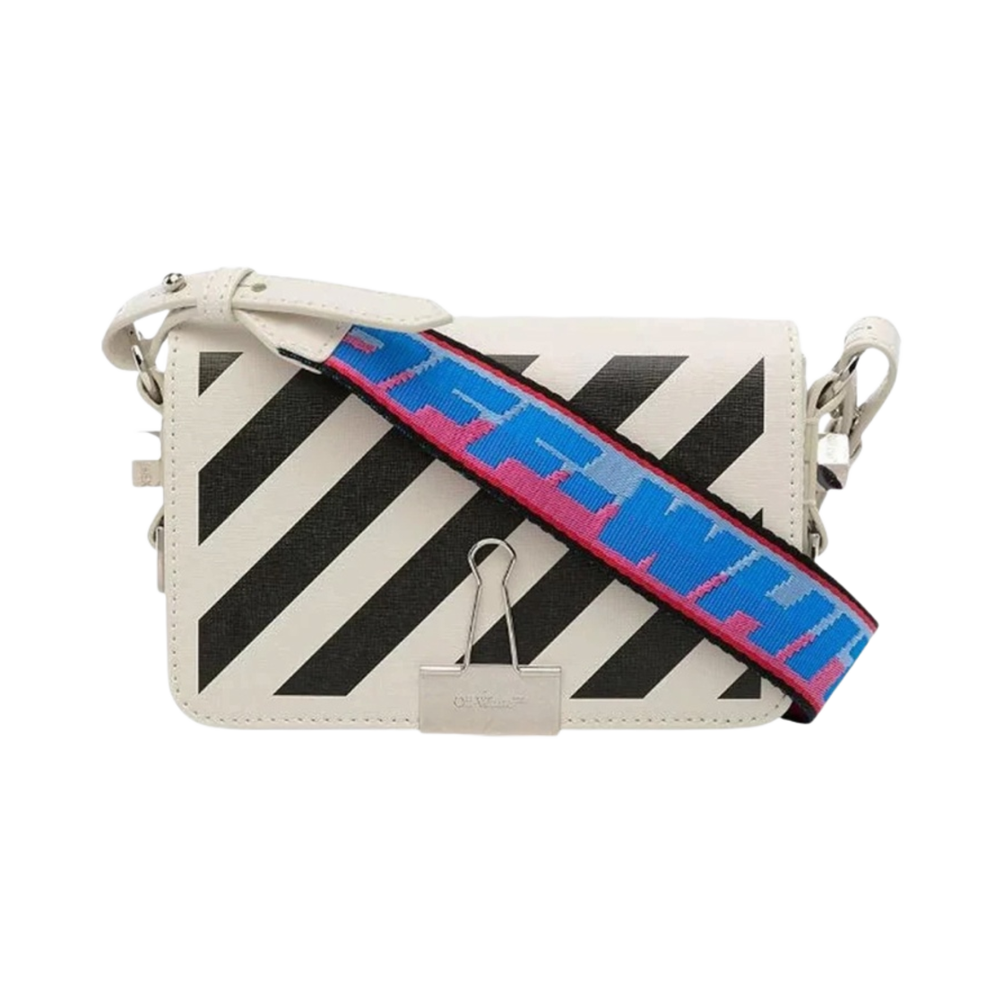 오프화이트 바인더 미니 플랩 크로스백 화이트 블랙(Off-White Binder Mini Flap Cross Bag White Black)