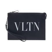 Valentino Calfskin Pouch Black White