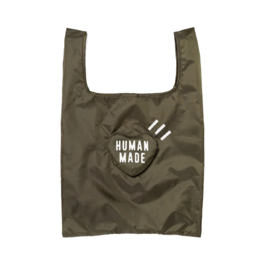 HM28GD046 Human Made Heart Shopper Bag Olive Drab