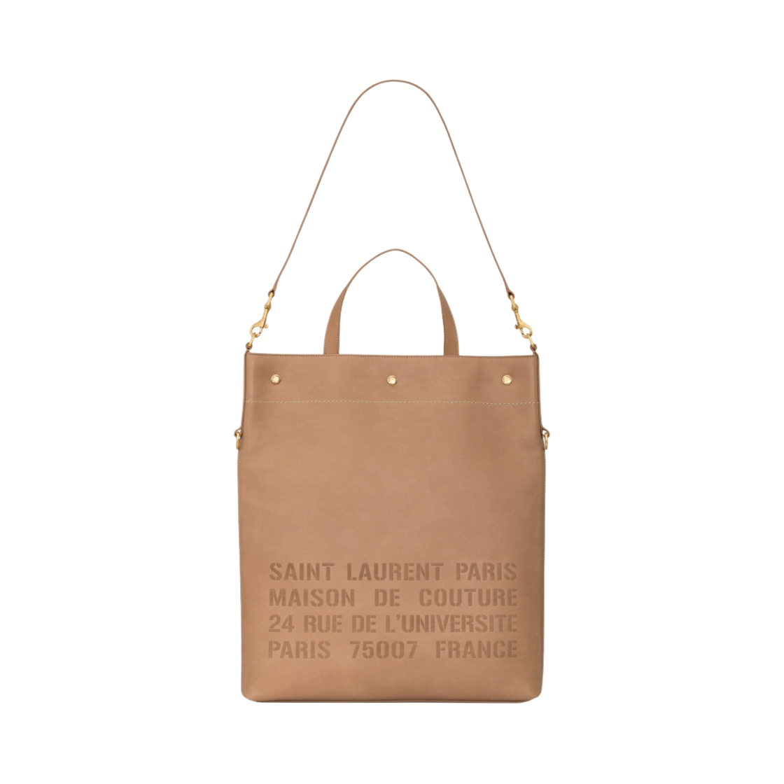 생로랑 유니버시티 노스 사우스 폴더블 토트백 베지터블 탠 레더 브라운 골드(Saint Laurent Universite North/South Foldable Tote Bag in Vegetable-Tanned Leather Brown Gold) - 1