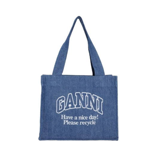 A5599-630 Ganni Denim Large Canvas Tote Bag Blue