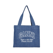 Ganni Denim Large Canvas Tote Bag Blue