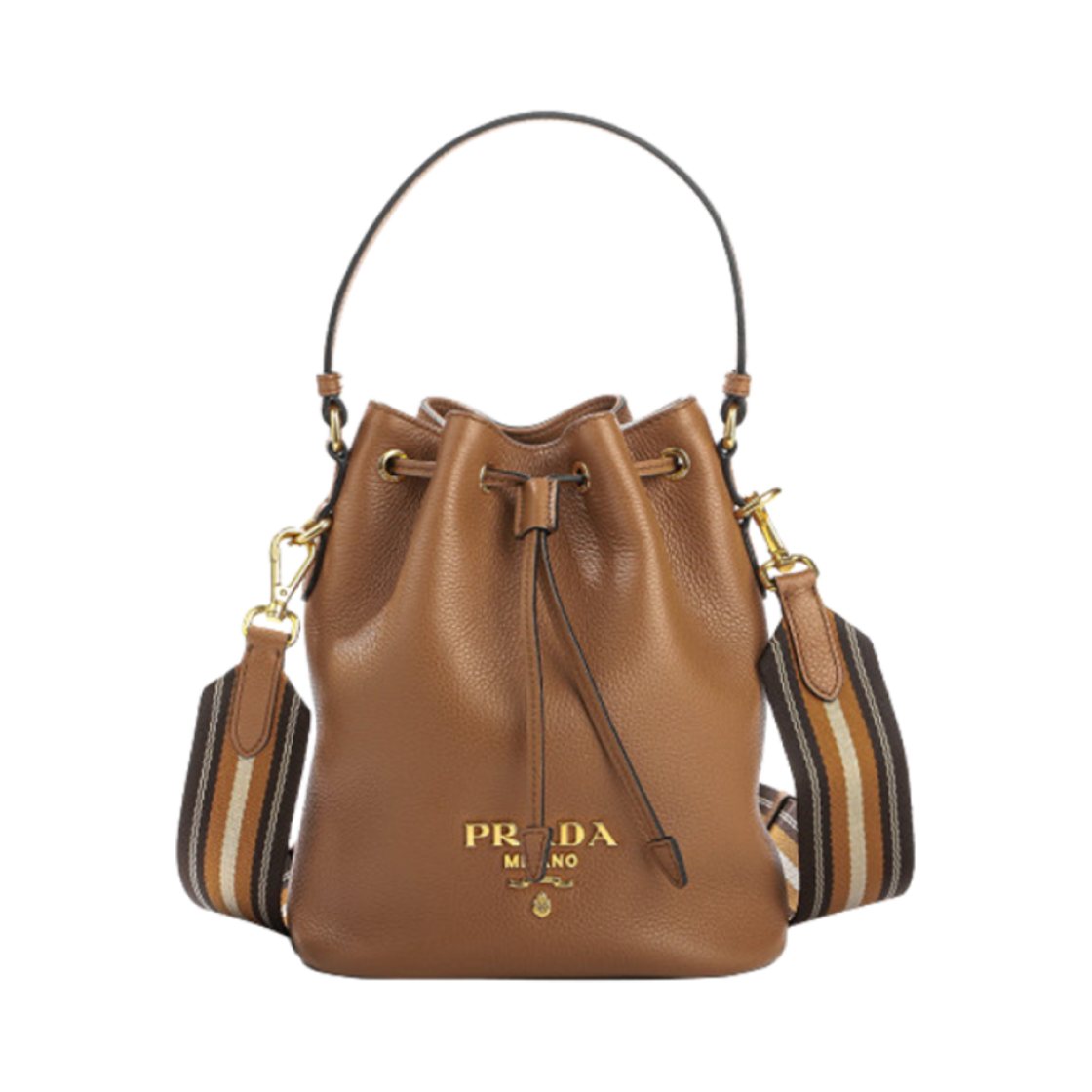 1BE072-2E8K-F03BH Prada Vitello Phenix Bucket Bag Caramel