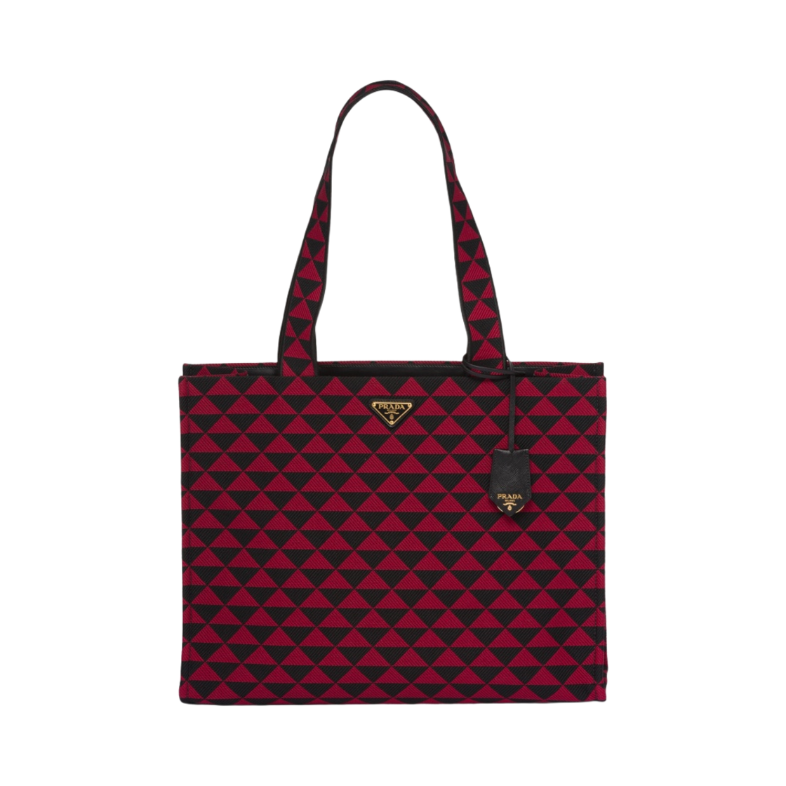 프라다 자수 패브릭 심볼 백 블랙 체리