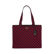 Prada Symbole Bag In Embroidered Fabric Black Cherry