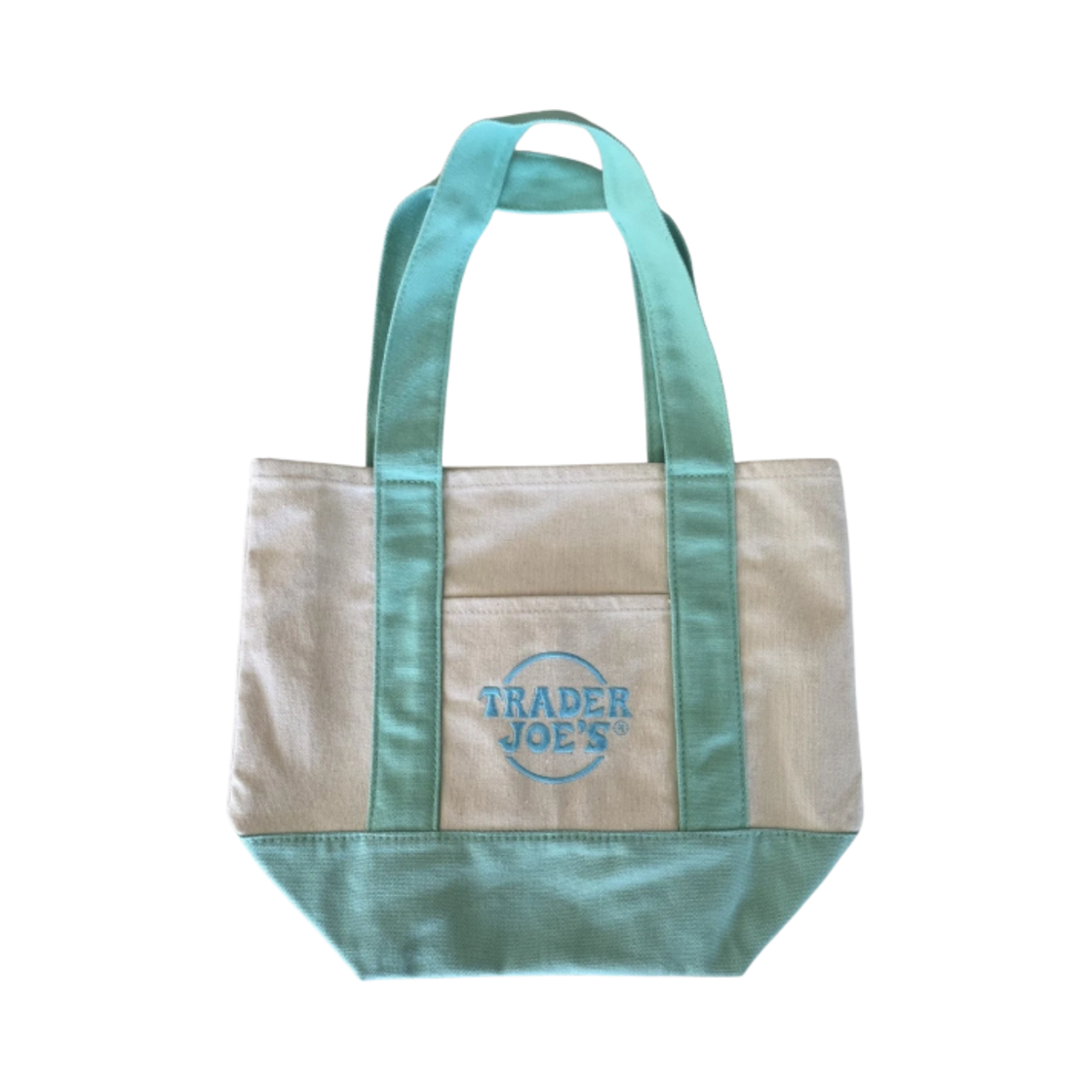 트레이더 조 미니 파스텔 캔버스 토트백 민트 그린(Trader Joe's Mini Pastel Canvas Tote Bag Mint Green)
