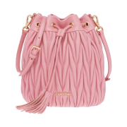 Miu Miu Matelasse Nappa Leather Bucket Bag Pink