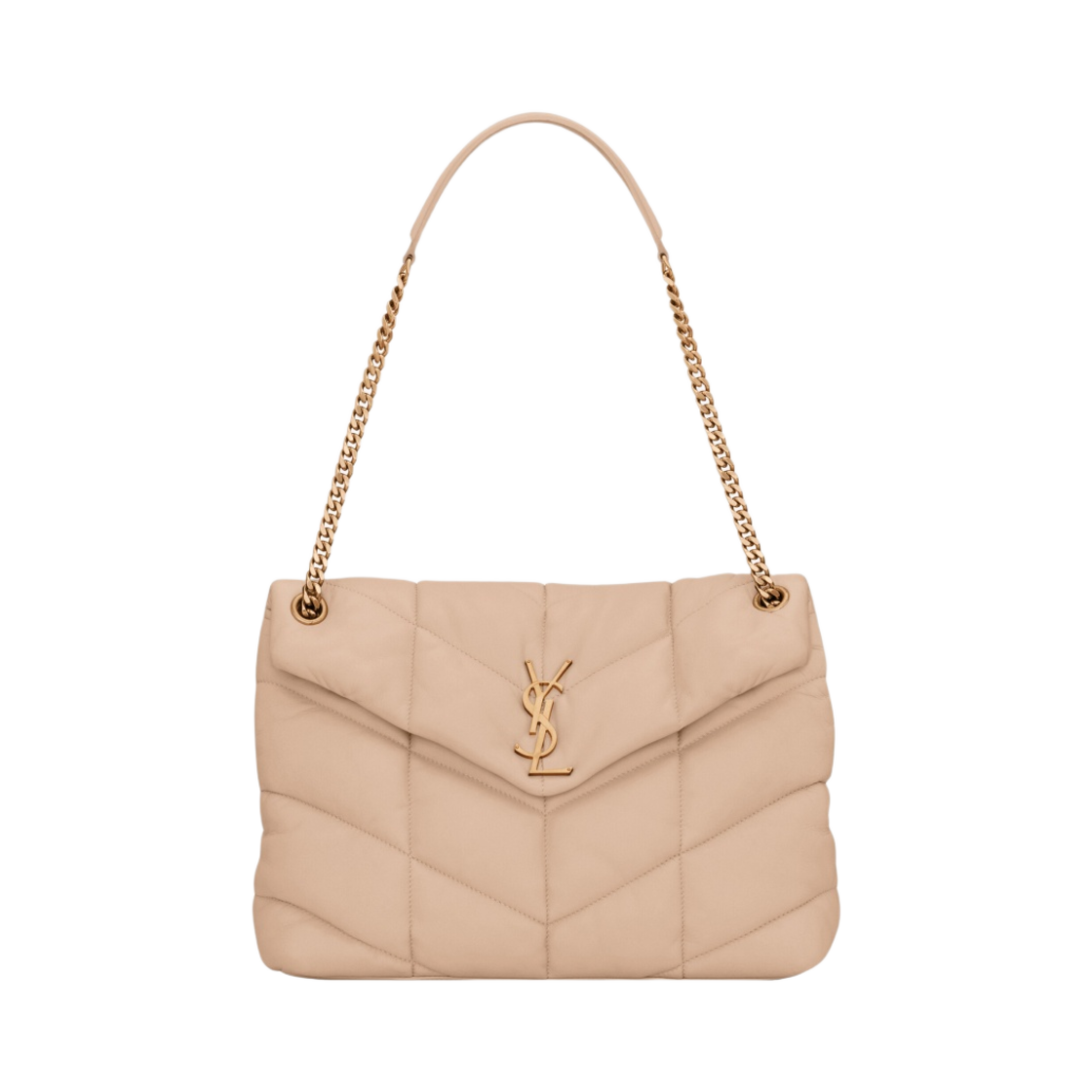 생로랑 퍼퍼 미디움 체인 백 퀼티드 램스킨 다크 베이지(Saint Laurent Puffer Medium Chain Bag In Quilted Lambskin Dark Beige) - 1