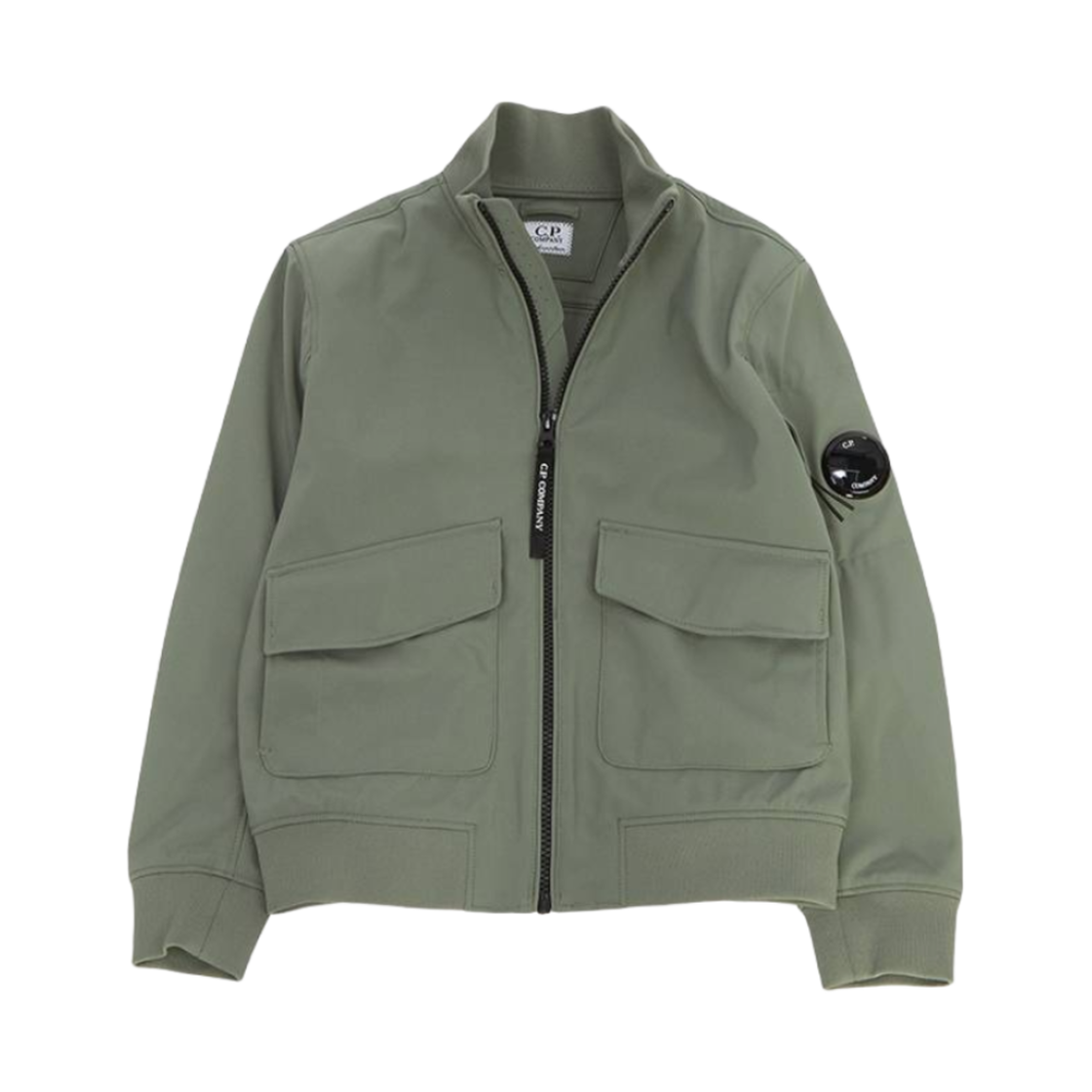 (키즈) C.P. 컴퍼니 로고 봄버 자켓 카키 - 24SS((Kids) C.P. Company Logo Bomber Jacket Khaki - 24SS) - 1
