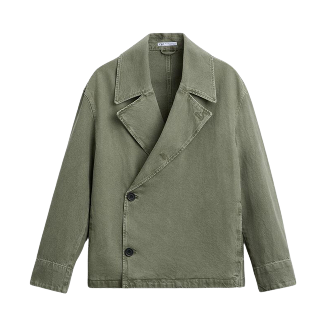 자라 워시드 크롭 트렌치 코트 그린(Zara Washed Cropped Trench Coat Green)