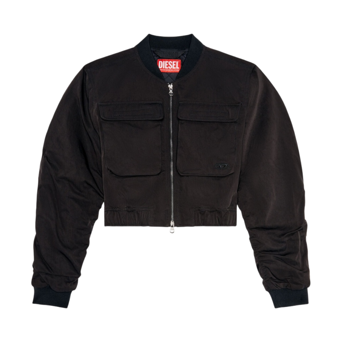 (W) 디젤 G-클로 크롭 봄버 자켓 블랙((W) Diesel G-Khlo Cropped Bomber Jacket Black)