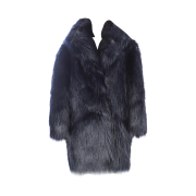 (W) Max Mara Raid Fur Coat Navy