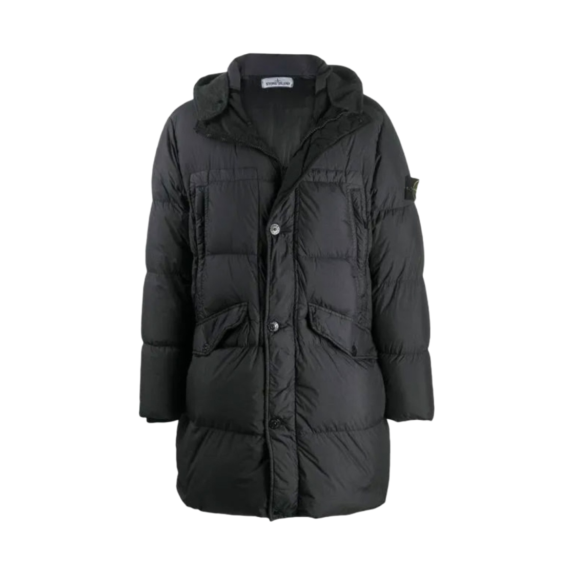 스톤 아일랜드 70123 크링클랩스 후드 롱 다운 자켓 다크 그레이 - 20FW(Stone Island 70123 Crinkle Reps Hooded Long Down Jacket Dark Grey - 20FW)