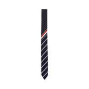 Thom Browne Wool Funmix Pinstripe Uniform Twill Diagonal Stripe Classic Tie Navy
