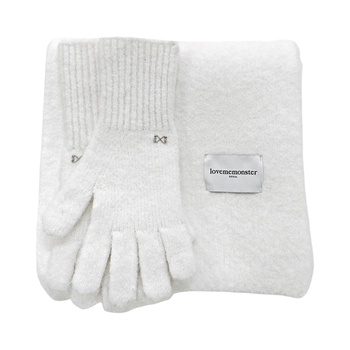 러브미몬스터 [2세트] 마일드 윈터 머플러 & 글로브 화이트(lovememonster [2 Set] Mild Winter Muffler & Glove White)