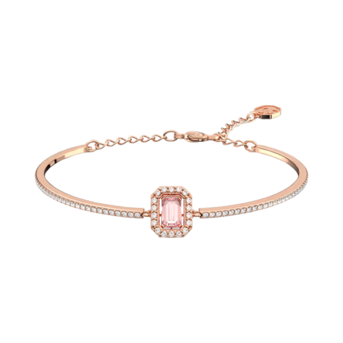 5620555 (W) Swarovski Luna Bangle Octagon Cut Pave Pink Rose Gold Tone Plated