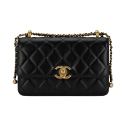 Chanel Small Flap Bag Calfskin & Gold Black