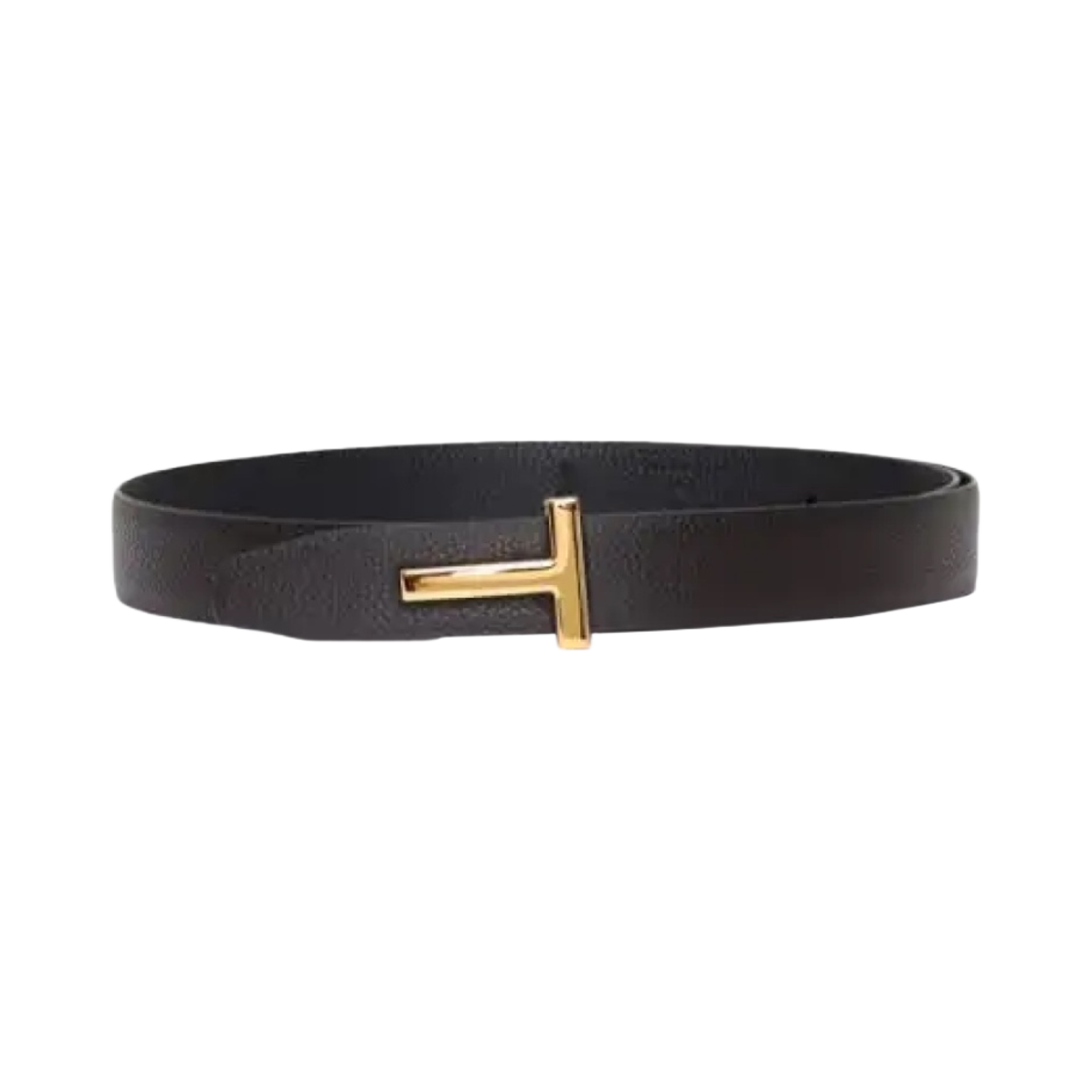 톰포트 그레인 레더 T 아이콘 벨트 브라운 블랙(Tom Ford Grain Leather T Icon Belt Brown Black)