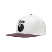Stussy Twill Stock 8 Ball Cap White