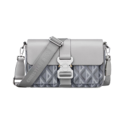 Dior Hit The Road Bag Strap Dior CD Diamond Canvas Smooth Calfskin Gray