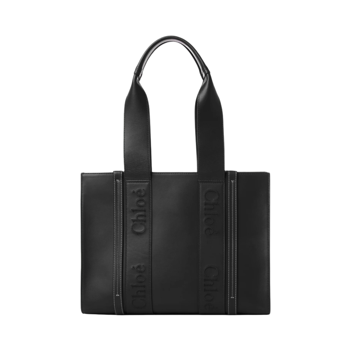 끌로에 스무스 카프스킨 우디 미디움 토트백 블랙
