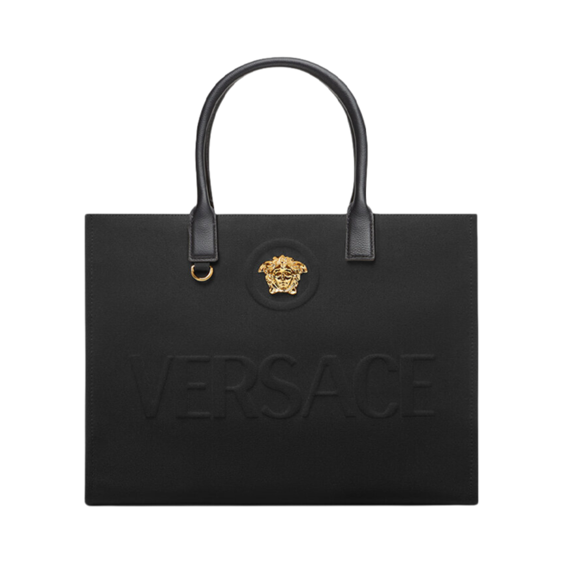 1004741-1A03095-1B00V Versace La Medusa Canvas Large Tote Bag Black Gold