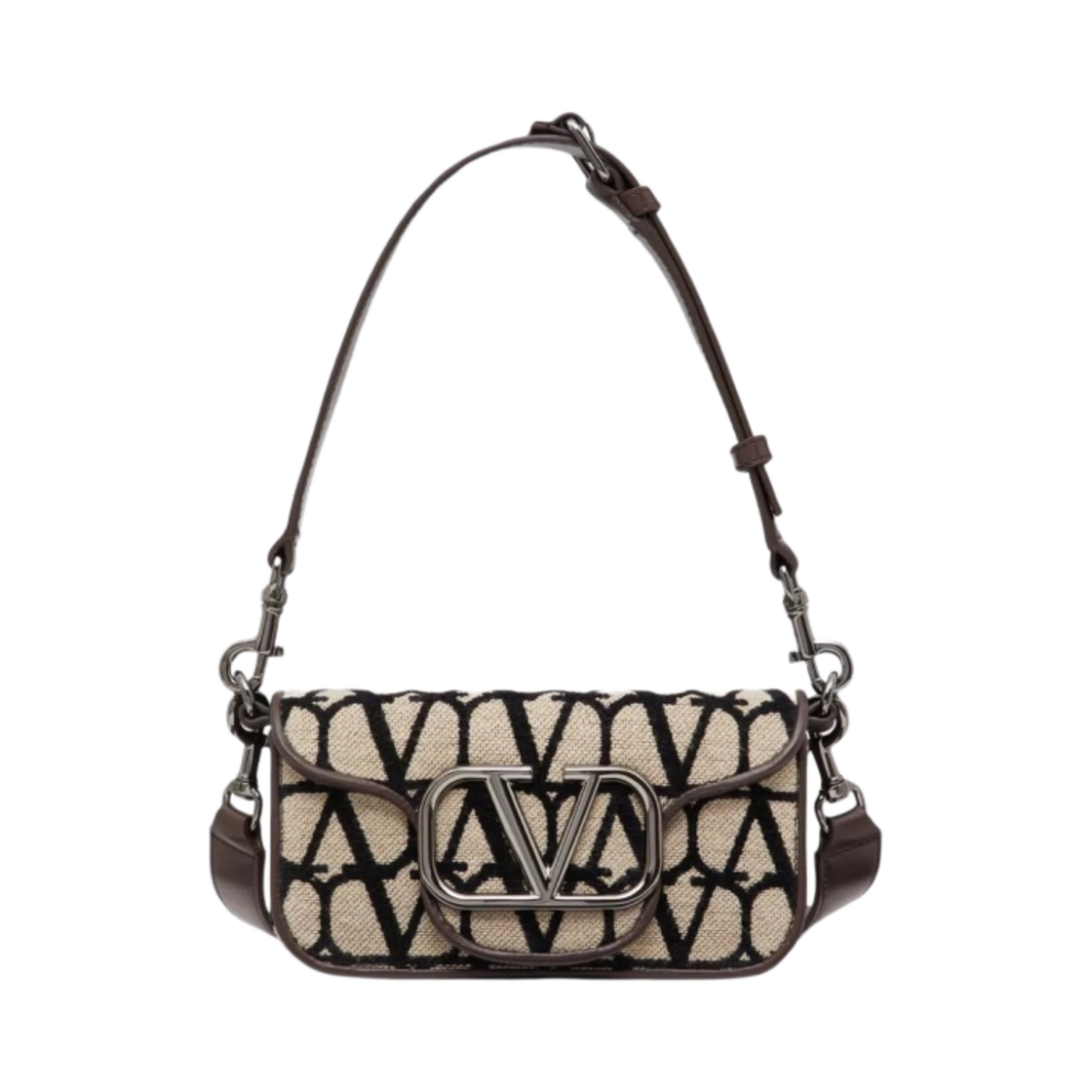 B0B63PMJ6ZN Valentino Mini Loco Toile Iconographe Shoulder Bag Beige Black