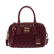 Miu Miu Matelasse Nappa Leather Top Handle Bag Amaranth Red Maize Yellow