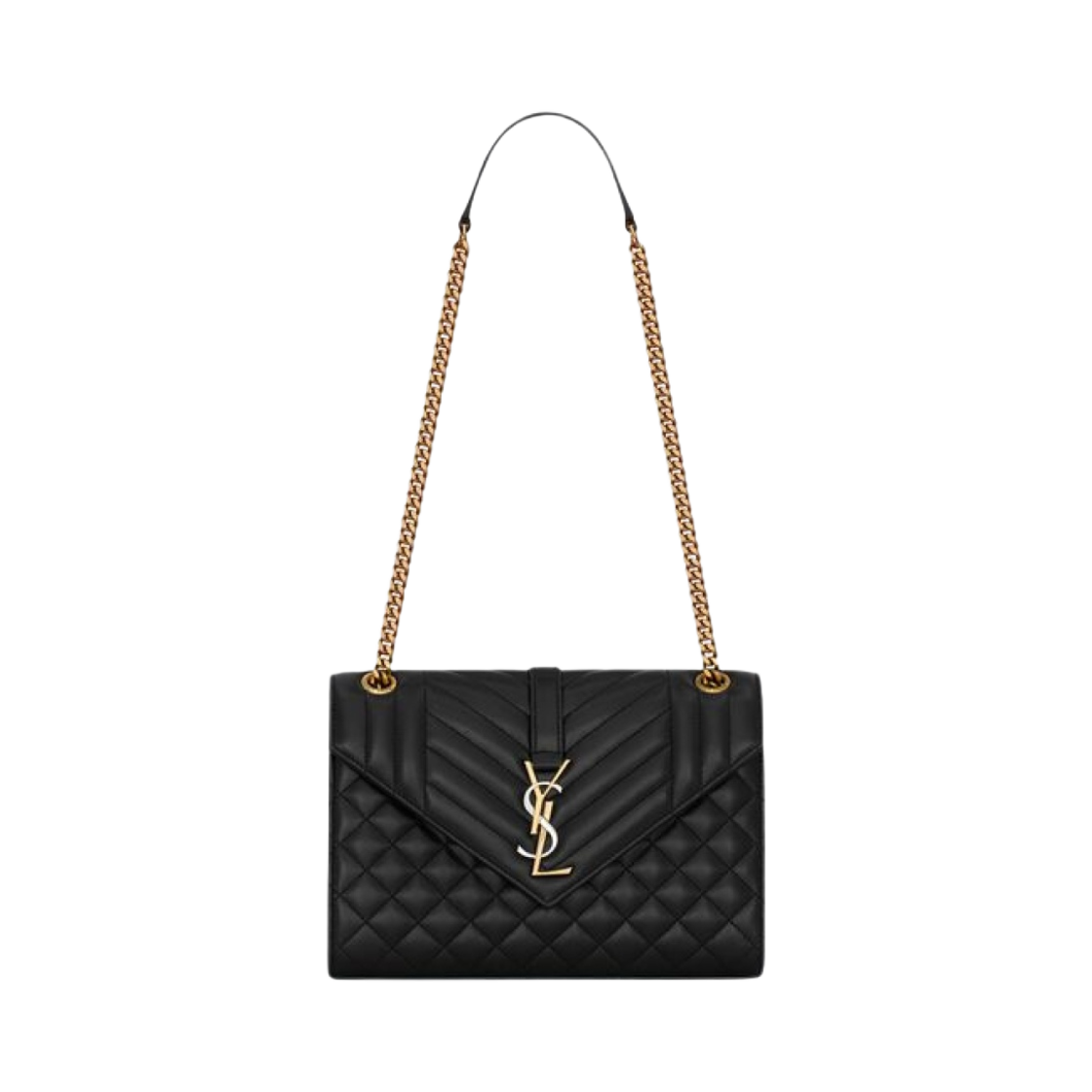 생로랑 엔벨로프 미디움 믹스 마틀라세 레더 블랙(Saint Laurent Envelope Medium In Mix Matelasse Leather Black) - 1