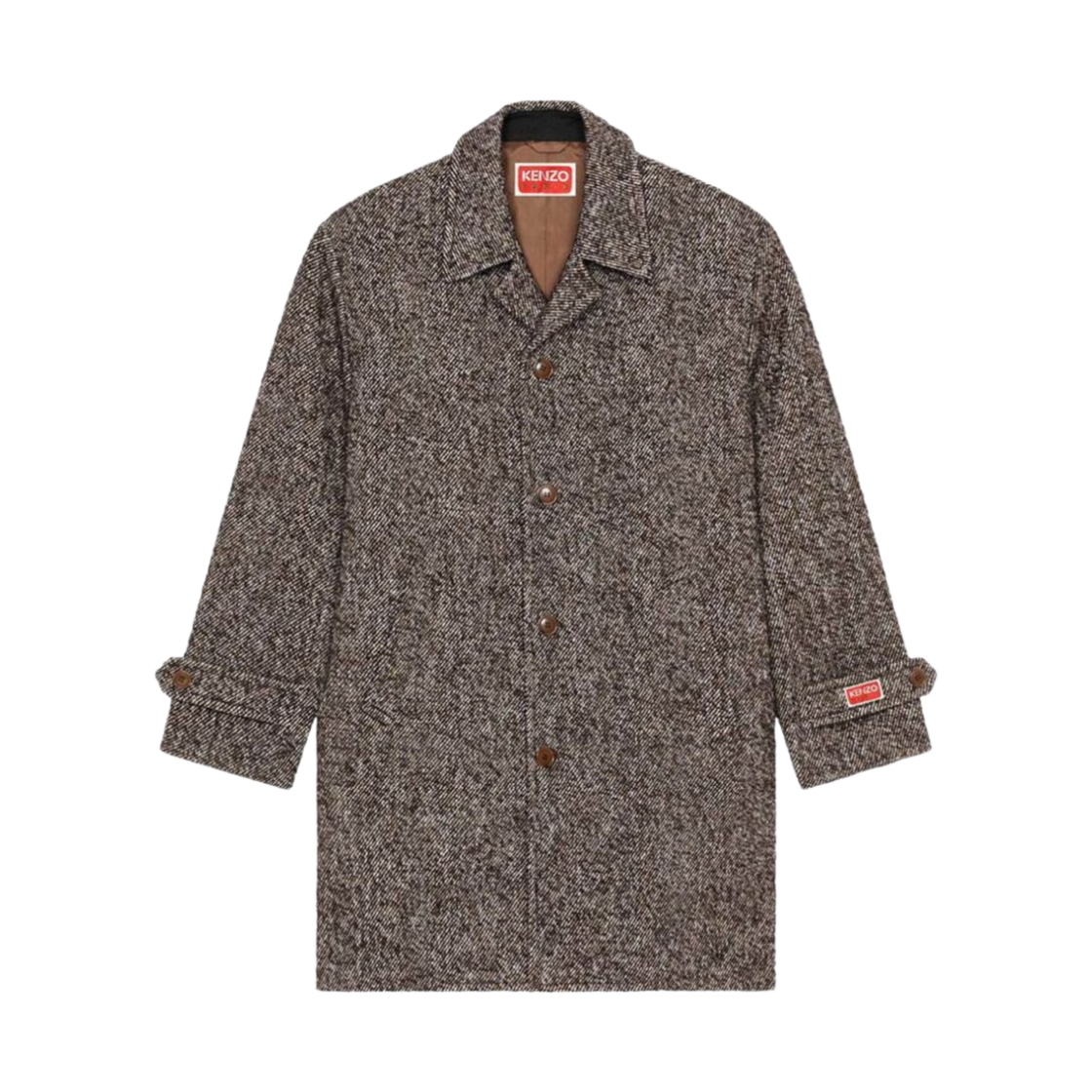 겐조 베리게이티드 울 코트 모로칸 브라운(Kenzo Variegated Wool Coat Moroccan Brown) - 1