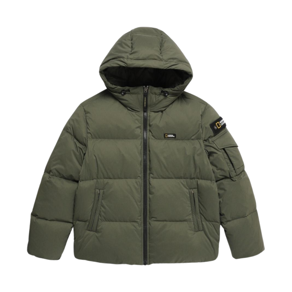 N244UDW820 National Geographic Golden Mole Short Length Goose Hood Down Jumper K Mocha