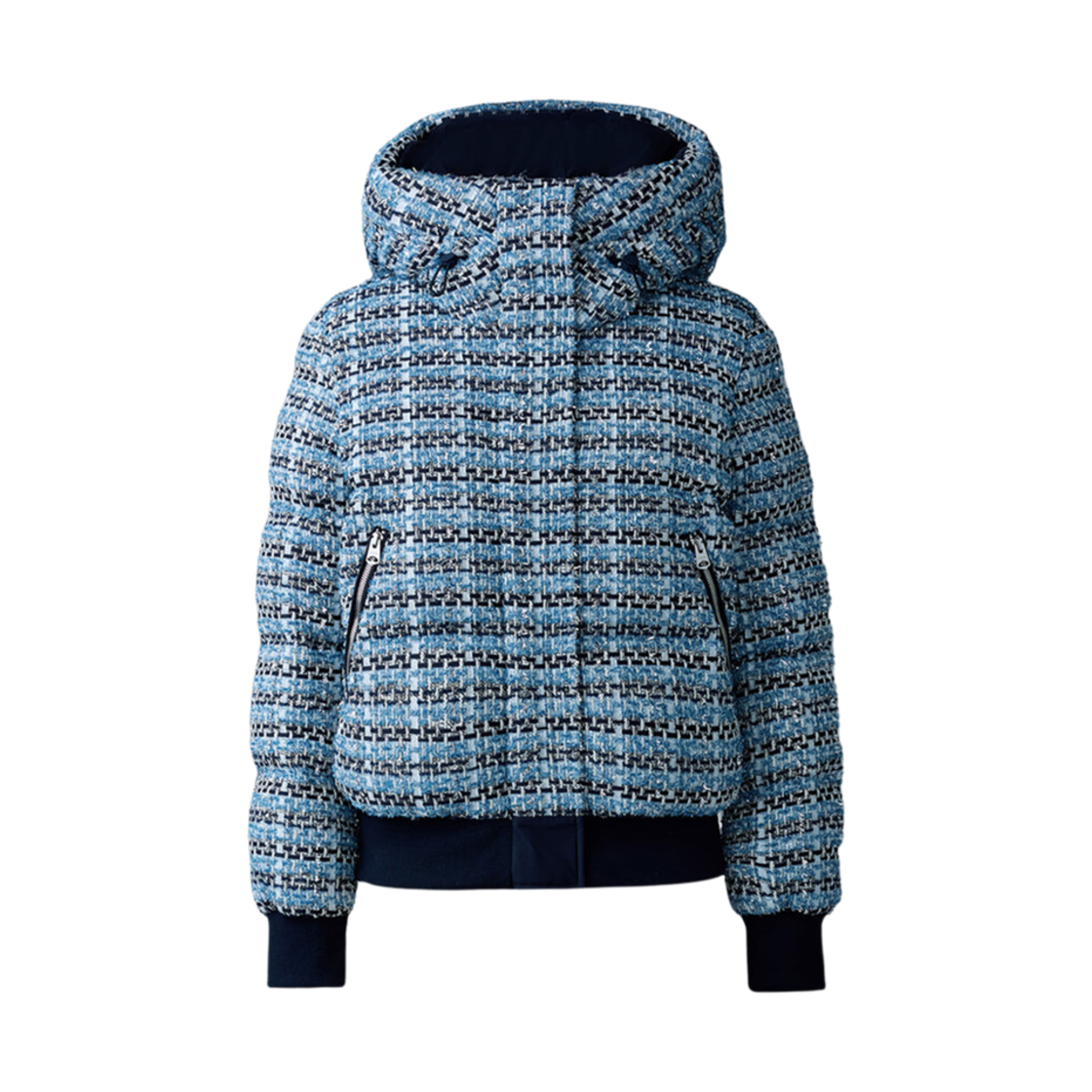 SHIRLEY-TW (W) Mackage Shirley-TW Mix Media Tweed Quilted Down Jacket Sky Blue Multi