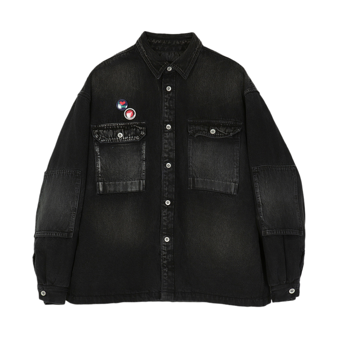 피치스 패디드 데님 셔츠 자켓 블랙(Peaches Padded Denim Shirts Jacket Black)