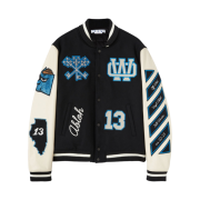Off-White Logo Patch Varsity Jacket Black Peacock