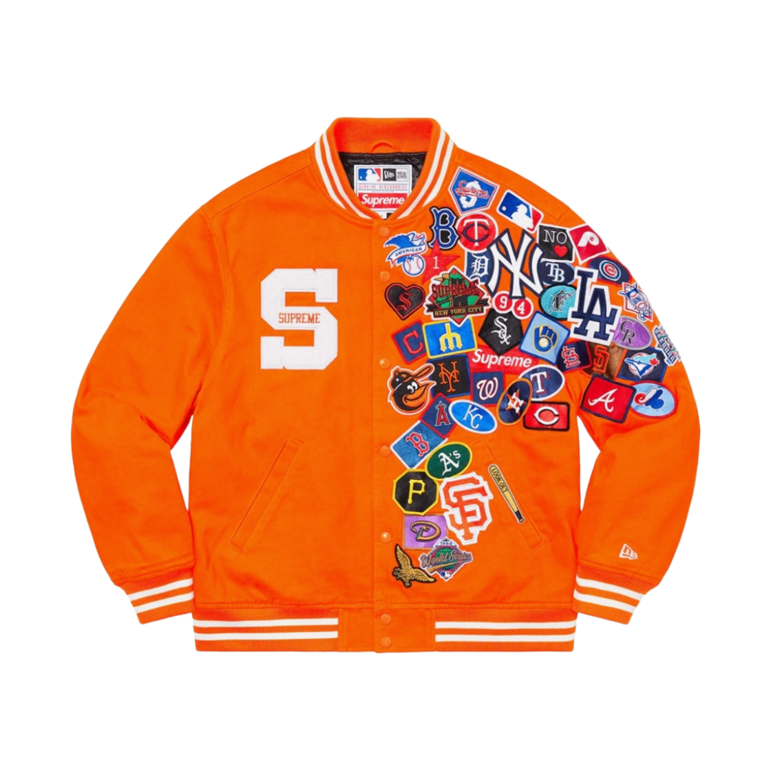 슈프림 뉴에라 MLB 바시티 자켓 오렌지 - 20SS(Supreme New Era MLB Varsity Jacket Orange - 20SS)