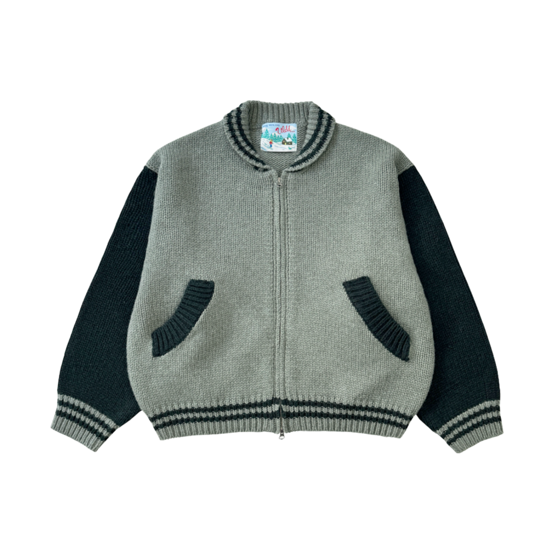 얼렁뚱땅 상점 코지 바시티 코위찬 포레스트 그린(ULDD Cozy Varsity Cowichan Forest Green)