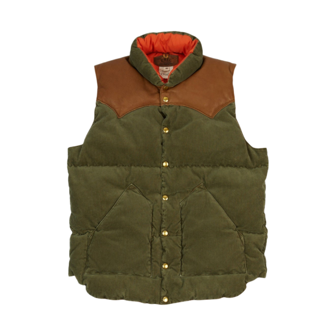 DR2A1Y-24702-01-400 Drake's x Rocky Mountain Featherbed Casentino Wool Christy Down Vest Olive