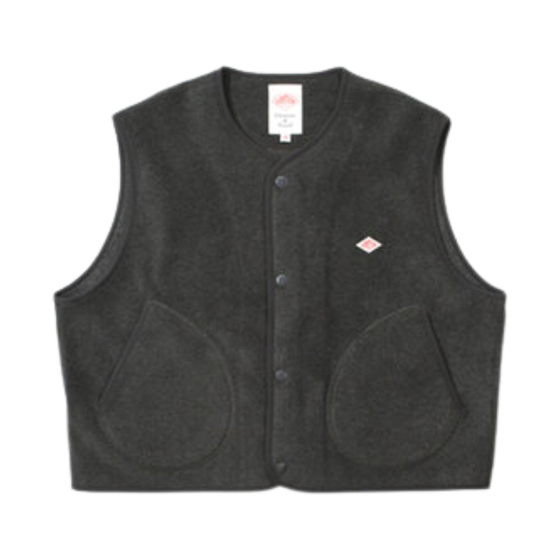 (W) 단톤 플리스 칼라리스 베스트 차콜 그레이((W) Danton Fleece Collarless Vest Charcoal Grey)