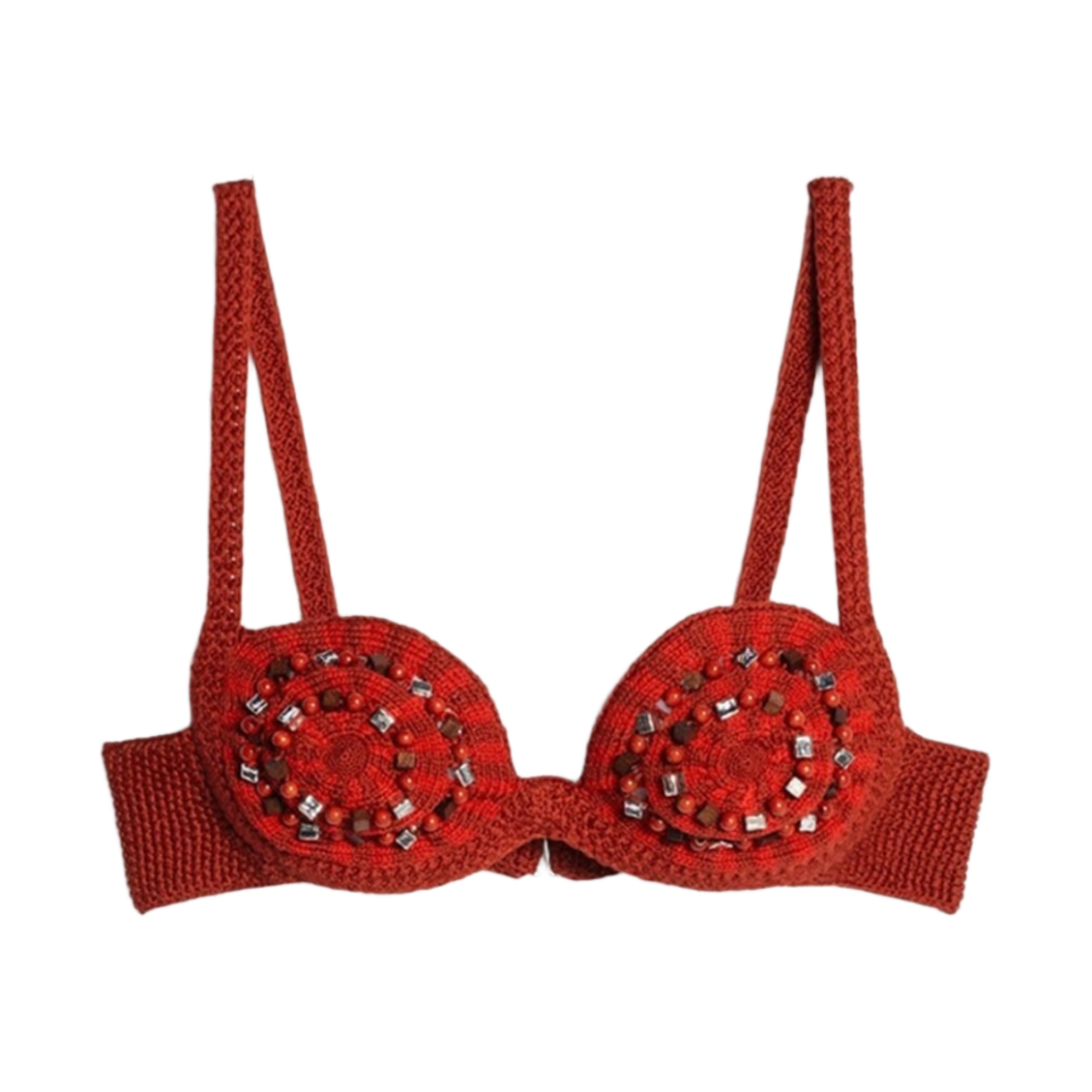 (W) 자크뮈스 르 방도 팜페로 브라 스타일 탑 레드((W) Jacquemus Le Bandeau Pampero Bra Style Top Red) - 1