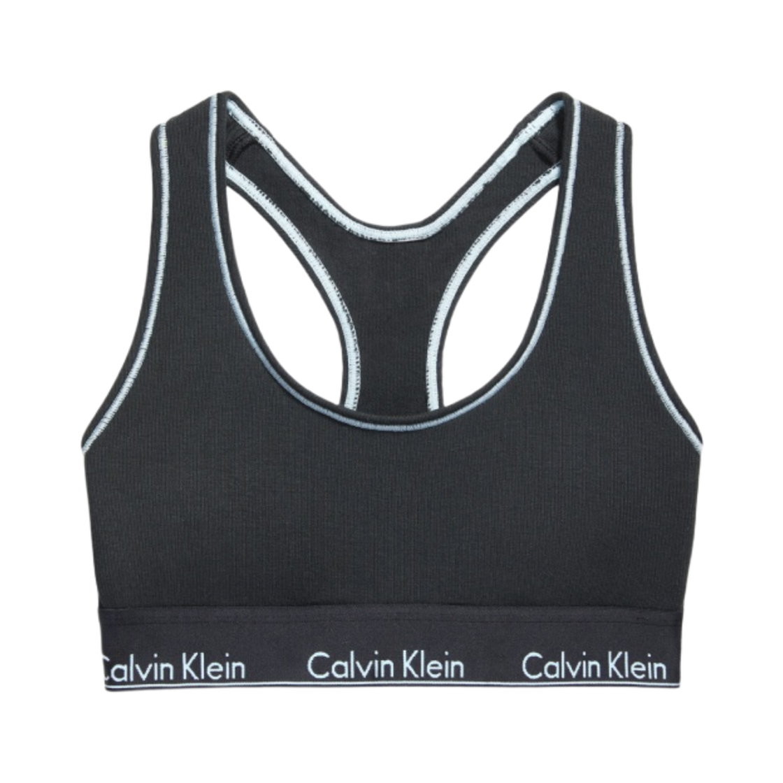 (W) 캘빈 클라인 x 제니 오가닉 코튼 립 레이서백 브라렛 블랙 뷰티((W) Calvin Klein x Jennie Organic Cotton Rib Racerback Bralette Black Beauty) - 1