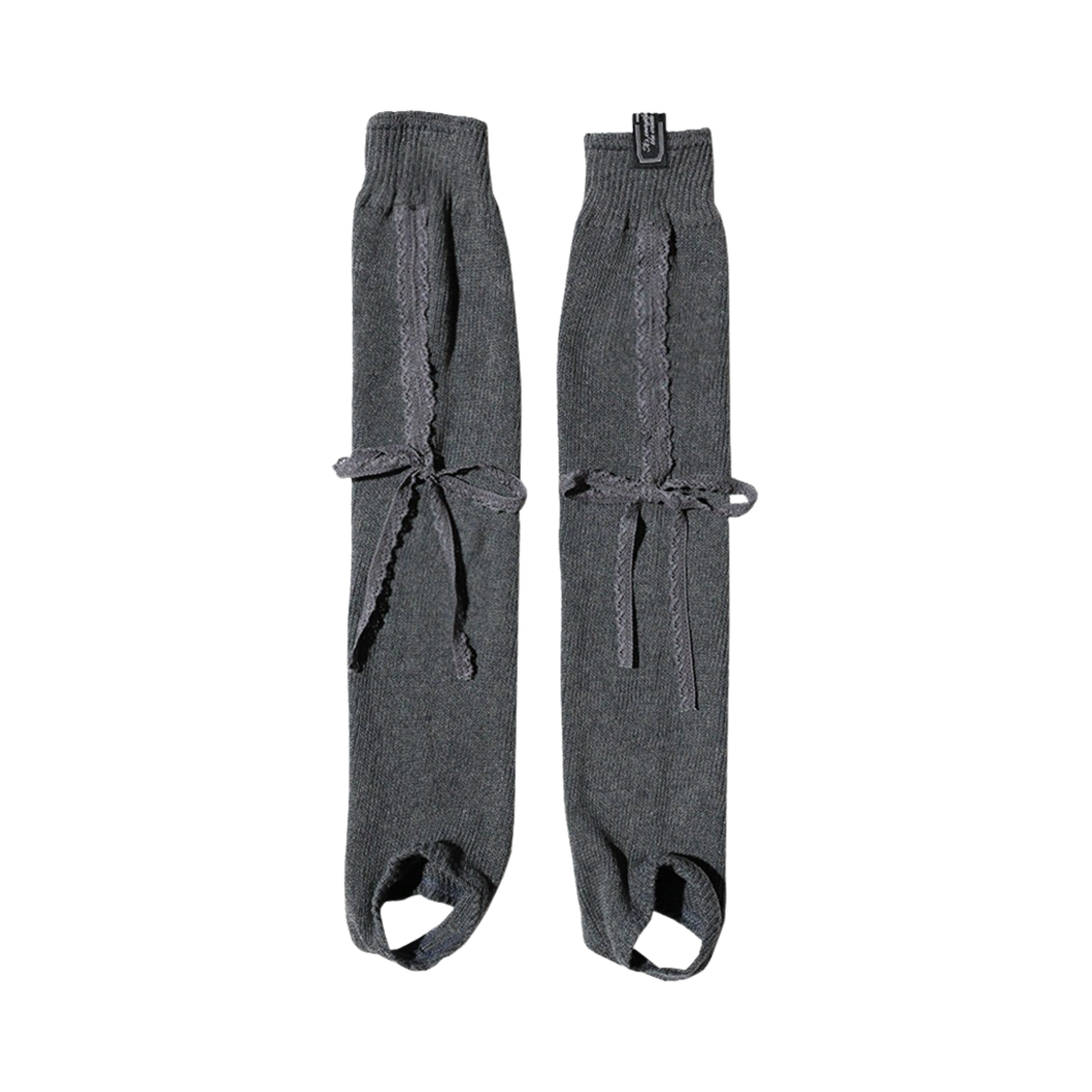 23WTAC009 Saenginstudios Lace Ribbon Leg Warmer Gray