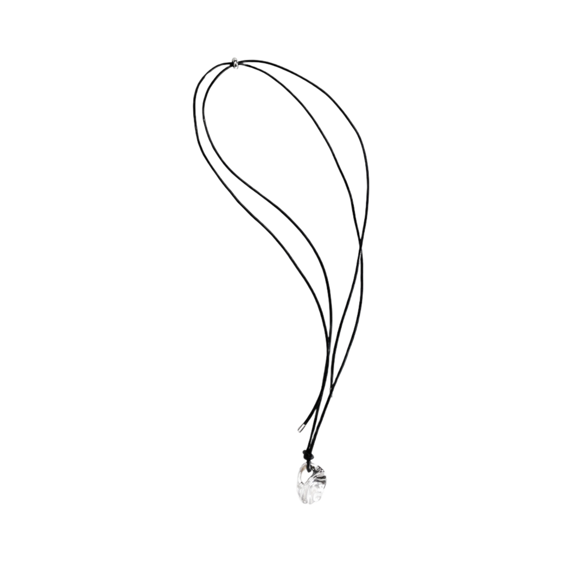 L243MNK030_01 lovememonster Oyster Long Leather Necklace Silver