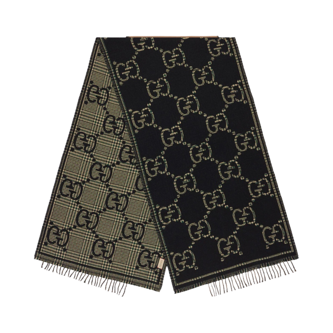 구찌 체크 GG 울 스카프 블랙 멀티컬러(Gucci Check GG Wool Scarf Black Multicolor) - 2