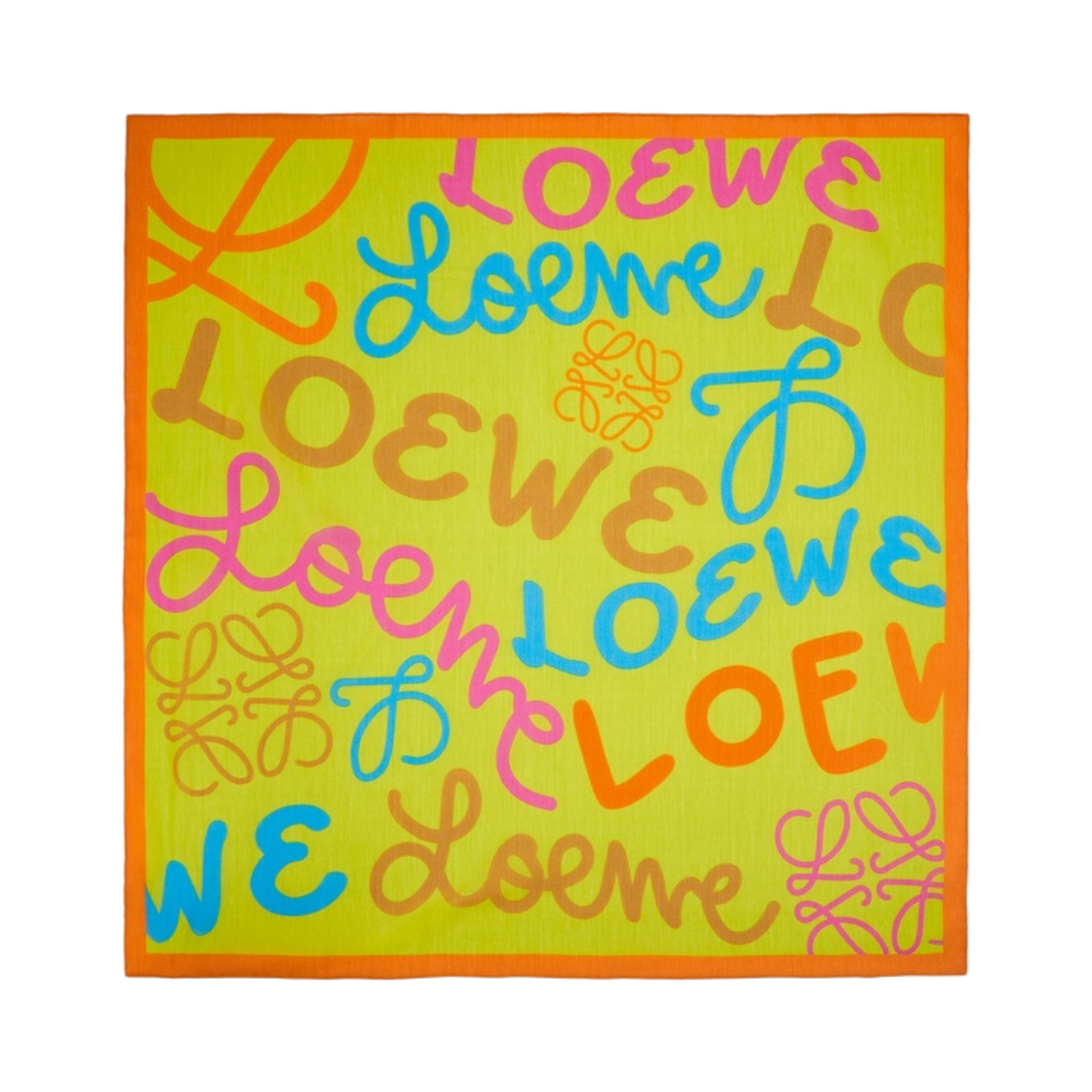 (W) 로에베 스카프 인 코튼 앤 실크 그린 멀티컬러((W) Loewe Scarf In Cotton and Silk Green Multicolor) - 1