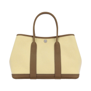 Hermes Garden Party 30 Bag Twill Negonda & Palladium Ecru Jaune Citron Biscuit